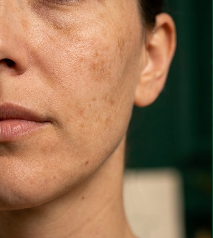 Before brightening treatment, uneven pigmentation
